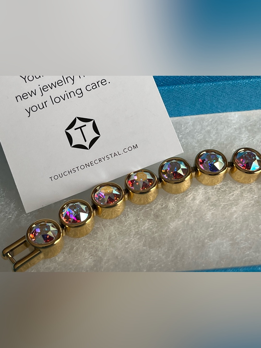 Touchstone Crystal Golden Aurora Borealis Crystal Ice Bracelet - Picture 9 of 12